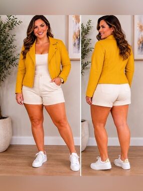 Catherine Malandrino Mustard Long Sleeve Jacket Size 1X